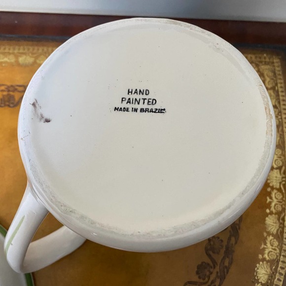 Vintage Hand Painted Ceramic Watering Can Vase Planter - Picture 6 of 6